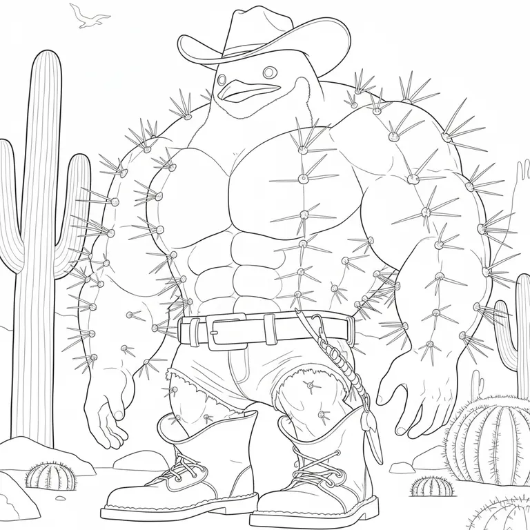 Penguinelli Cactussini Coloring Page